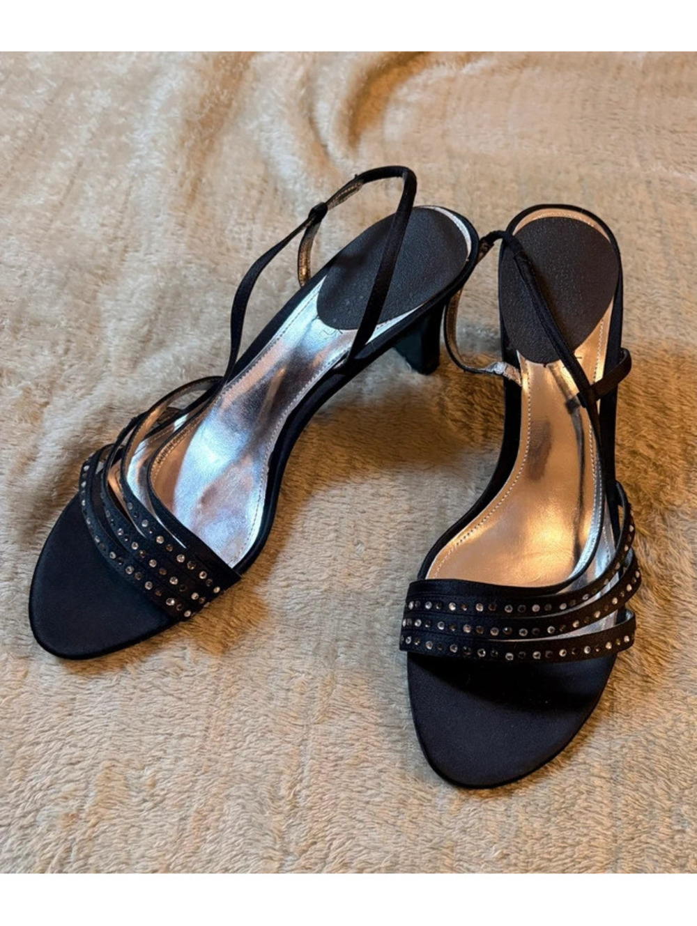Black Bedazzled Strapped Y2K Heels